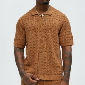 Earth Tone Open Knit Shirt