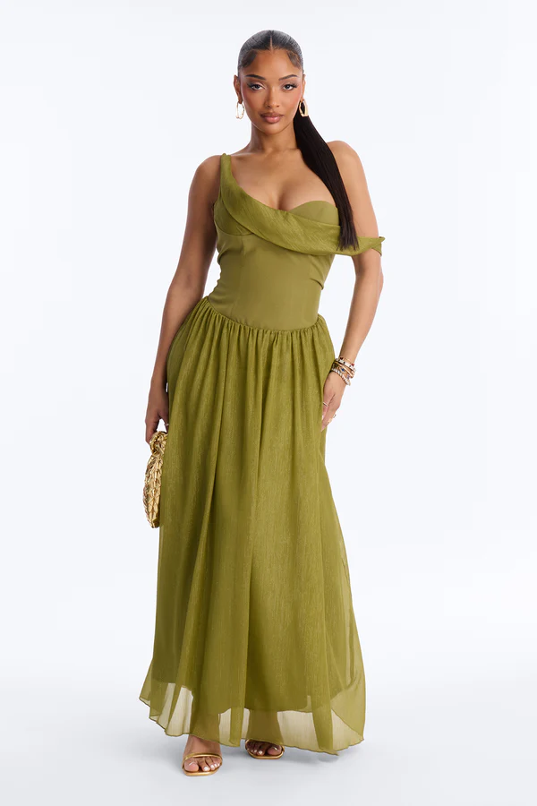 Sage Horizon Drop Waist Gown