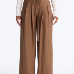 Mocha Drift Linen Wide Leg Pants