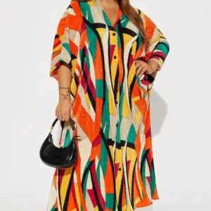 Rainbow Flow Plissé Maxi Dress
