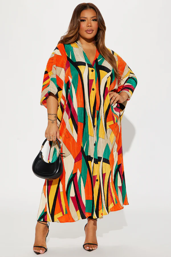 Rainbow Flow Plissé Maxi Dress