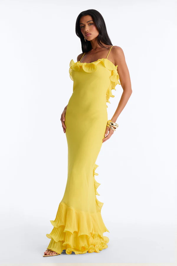 Sunlit Ruffle Chiffon Gown