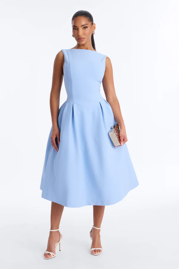 Azure Whisper Midi Dress