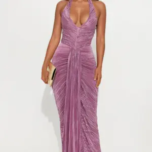 Lavender Horizon Pleated Maxi Dress