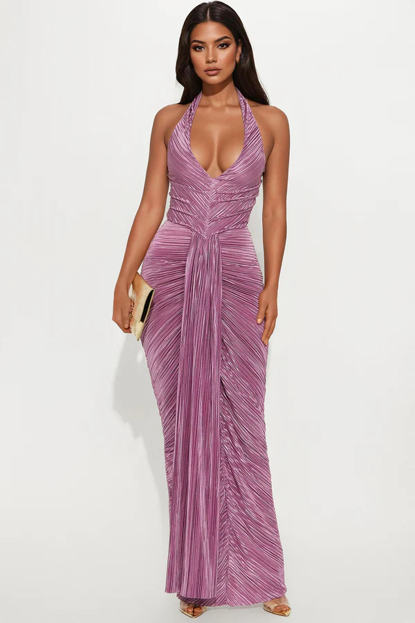 Lavender Horizon Pleated Maxi Dress