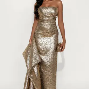 Golden Luxe Draped Gown