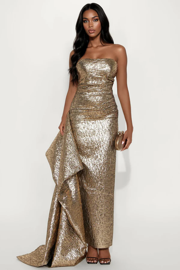 Golden Luxe Draped Gown